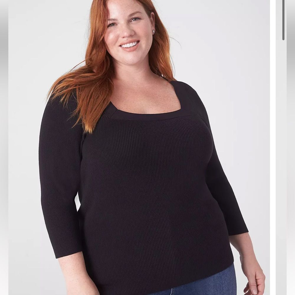 Lane Bryant Fitted 3/4-Sleeve Square-Neck Pullover Sweater Size 26/28 NWT